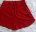 Short Curto de Malha Canelada Vermelho