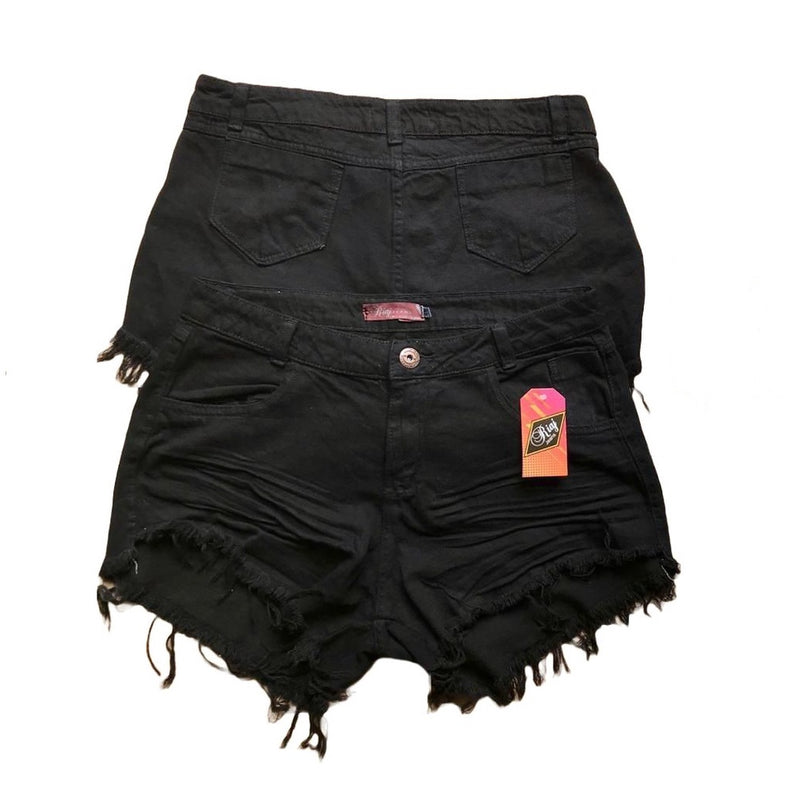 Shorts Jeans Plus Size Preto