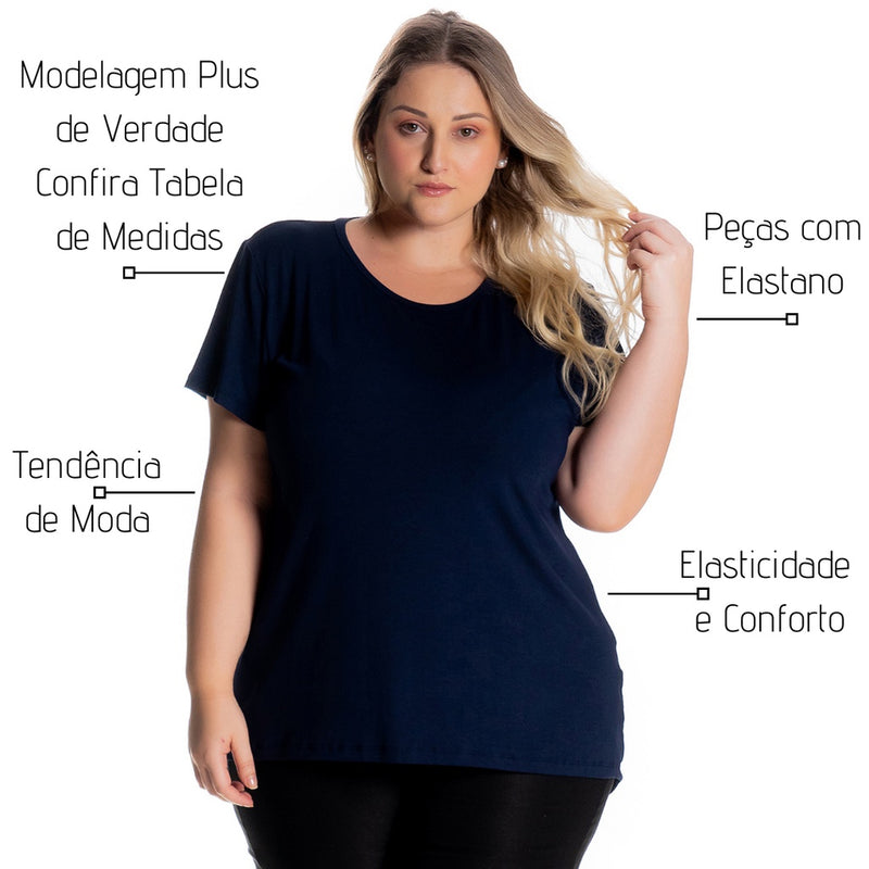 Blusa Tapa Bumbum Plus Size Marinho