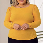 Blusa Canelada Manga Longa Caramelo