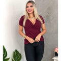 Blusa Transpassada Manga Curta Marsala