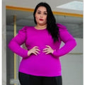 Blusa Canelada Manga Longa Fucsia